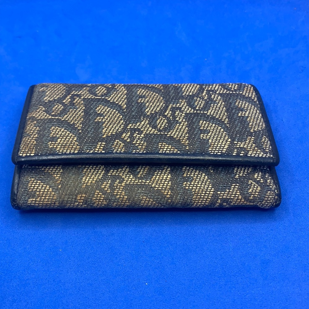 Auth Dior Trotter‎ Heart Canvas & Leather Hook Key Holder Case Beige